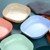 Plates 5pcs/lot Decorative Reusable Colorful Unbreakable Wheat Straw Deep Dinner Square Tray Dish Plate