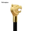 Gold Luxury Tiger Head Handle Fashion Walking Stick för festdekorativ promenad Cane Elegant Crosier Knob Walking Stick 93cm