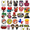 Sko delar tillbehör Moq 50st Bad Bunny Texas CLOG CHARM 2D Soft PVC Jibz Shoe Parts Charms Tillbehör Trend Cog Buckles Decora Dhhda