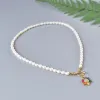 Naszyjniki Unikalne design naturalne perły słodkowodne z złotym tęczowym cyrkonem słonecznik urok wisiant Choker Naszyjnik dla kobiet