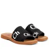 Summer fashion Beach canvas Slipper luxury Designer Slide Casual shoe Sliders mens outdoors travel shoes sandale Mule Women Sandal fashion loafer flat heel gift box