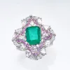 Anneaux de luxe Emerald Gemstone Ring For Charm Lady Silver 925 Green Ring Ladies Bijoux Accessoires
