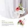 Fiori decorativi Bouquet retrò artificiale Bouquet da sposa per forniture nuziali Damigella d'onore bianco