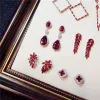 Boucles d'oreilles en forme de Pigeon artificiel, rubis, grande goutte, cristal Hyperbole, Vintage, Aretes, bijoux fins, S925