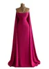 Elegant Fuschia Plus Size Mermaid Evening Dresses Long for Women Strapless Pleats Floor Length Satin Pageant Brithday Party Gowns Formal Wear Custom