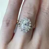 Elegant 2ct oval+Marquise+rund briljant snittring 9K/10K fast guld Moissanite bröllopsledningsring