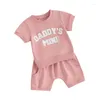 Vêtements Ensembles pour tout-petit Baby Girls Boys Shorts à manches courtes à manches courte Crew Lettre de broderie Tops élastiques