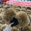 Slippers Real Raccoon Fur Slippers For Women 2023 Summer Fluffy Indoor House Fuzzy Flat Slides Outdoor Fashion Beach Sandals Flip Flops Q240221