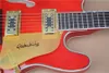 Fábrica Custom Shop Red Jazz Guitarra Elétrica Corpo Semi Oco Rosewood Fingerboard com Tremolo Hardware Dourado