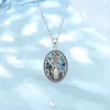 المعلقات Eudora 925 Sterling Silver Silver Triple Moon Goddess Necklace Vintage Dog Hecate Amulet Pendant Natural Abalone Jewelry Personaly