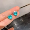 Imposta la nuova tendenza vintage a forma di cuore tormalina paraiba con pietre preziose anello/orecchini/collana set di gioielli regalo romantico per le donne all'ingrosso