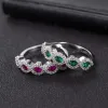 Rings HOYON Imitate Rose red Gemstone and Emerald ring For Women Wedding Ruby Full Diamond AAA Zircon Ring Fashion 925 Sliver Jewelry