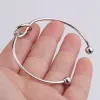 Bangles Fnixar Heart Knot Bangle Stainless Steel Open Cuff Wrist Bangles 2mm Thickness DIY Initial Letter Knot Banglle 10 piece/lot