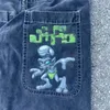 Женские джинсы JNCO Baggy Gothic Vintage с вышивкой и графикой Y2K Уличная одежда Мужчины Женщины Повседневная мода в стиле панк в стиле хип-хоп Черные широкие брюки