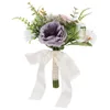 Fiori decorativi Bouquet retrò artificiale Bouquet da sposa per forniture nuziali Damigella d'onore bianco