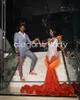 Orange Saprkly Mermaid African Evening Ceremony Dresses for Women Diamond Feather Velvet Prom Party Galt Vestido Gala 2024