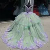 Мятно-зеленое платье Quinceanera с 3D цветочной аппликацией, вечернее платье 2024, Vestidos De 15, коктейльные платья Quinceanera