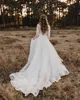 Skromna wiejska suknia ślubna z długimi rękawami V szyfry szyfonowe koronkowe suknie ślubne dla ogrodu vestido de novia