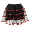 Saias das mulheres sexy tule mini babados em camadas fita guarnição organza punk tutu saia cosplay traje lolita espartilho plus size S-6XL