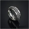 Pierścienie zespołowe pierścionki zespołowe łańcuch stali nierdzewnej pierścień link mody Kobiety Rotatable Mężczyzn biżuterii Spinner Corkscrew Prezent 20220228 T2 Drop Deli Dht60