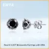 Серьги EWYA, сверкающие настоящие серьги-гвоздики с муассанитом 0,52 карата D, цвет S925, посеребренные, родий, черный бриллиант, серьги-гвоздики в подарок