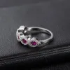 Rings HOYON Imitate Rose red Gemstone and Emerald ring For Women Wedding Ruby Full Diamond AAA Zircon Ring Fashion 925 Sliver Jewelry