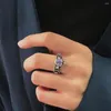 Bagues de cluster Hoyon Rétro Thai Silver Bague Femelle Luxe Couronne Amour Coeur En Forme Pourpre Cubique Zircon Pierre Anillos Bijoux Cadeaux