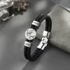 Bracelets Personnalisez les bracelets en cuir pour hommes avec des perles 24 noms Charm Photo Bangle Bijoux empilables Cadeau pour père papa grand-père fils