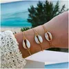 Chain New Arrival European Style Gold Color Genuine Cowrie Shell Adjustable Chain Bracelet Elegant Jewelry For Woman Acceso Dhgarden Dhcdv