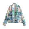 Women's Jackets Woman Casual Loose Blue Print Jacket 2024 Autumn Female Vintage Patchwork Cotton Ladies High Street Floral Outwear