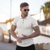 Polos Mod Fashion Turn Neck Dzianin Mężczyźni z długim rękawem jesienne sport Slim Fit Shirt Fitness Fitness Kulturystyka