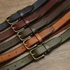 28CM Retro Thick Real Cowskin Genuine Leather Belt Luxury Strap Jeans Belts For Female Fashion Copper Pin Buckle Women 240219