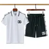 Trainingspakken Zomer T-shirts + Shorts Kledingsets met Letters Casual Streetwear Trend Suits Mannen Ademende T-stukken Broek A06