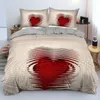 Conjuntos de cama Dia dos Namorados Casal Amor Capa de Edredão Criativo Vermelho e Branco Colcha em Forma de Coração com Fronha para Amantes Decoração de Quarto