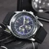 Наручные часы Breitl для мужчин 2024 Мужские часы Шесть игл Все циферблаты работают Кварцевые часы Высокое качество Лучшие роскошные брендовые часы Хронограф Модный резиновый ремешок NAVITIMER