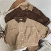 Jassen Japanse en Koreaanse 2024 kinderjas shirt meisjes jongens baby losse jas herfst winter bovenkleding