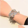 Chain Shinning Punk Mtilayer Kralen Wrap Pu Lederen Armband 5 Kleuren Bangle Dames Ontwerp Legering Met Magnetische Sluiting Gift Drop Delivery Dheqk