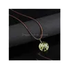 Collares colgantes Trransparent Round Dired Flower Glass Colgante Collar de cuero para mujeres Lovey Cadena larga extensible Joya Dhgarden Dhl31