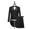 Suits Men's Tuxedo Tails Black White Shiny Tailcoat Dress Coat Swallowtail Dinner Party Wedding Blazer Pants Magic Singer Stage Suits