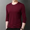 Camiseta masculina de manga comprida, camiseta slim masculina jovem sólida outono tops camisa o-pescoço para meninos masculinos camiseta 240221