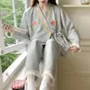 Vêtements de nuit pour femmes 2024 Automne Hiver Air Coton Tissu d'allaitement Pure Épais Pyjama Post-partum Allaitement Maternité Loungewear Set