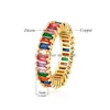 Trouwringen Hoge kwaliteit Regenboog Kristal Zirkoon Ring Verlovingsringen voor dames Mode Vierkant Baguette Cz Eternity Finge Dhgarden Dh2Jn