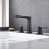 Robinets d'évier de salle de bains en laiton de luxe, trois trous, deux poignées, robinet mitigeur de lavabo en cuivre de bonne qualité, Design artistique