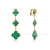 Designer Van Cleff bracelet Vcas Fanjia Natural Malachite Diamond Four Leaf Grass Three Flower Earrings Personalized Light Luxury High Quality Four Leaf Grass Earr