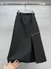 Skirts Black Women Long Skirt Side Zipper Split Female Formal