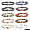 Kralen Nieuwste Lava Kralen Armband Dames Heren Mode Kroon Bedel Tijgerogen Agaat Natuursteen Healing Ncing 8Mm Kralen beha Dhgarden Dhcy7