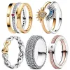 Pierścienie pierścień 925 Sterling Silver Oryginalna certyfikowana para kobiet prawdziwa luksusowy nowy w biżuterii miłość księżyc obręczy Kobieta oferuje bezpłatną wysyłkę