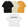 Designer Rhude T-shirt Hommes Différencier Monnaie du marché Rhude Simple Lettre Broderie Lâche Hommes et Femmes Couleur Unie T-shirt À Manches Courtes Casual