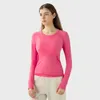 LU-3186 para mujer, camisetas de yoga, camisetas deportivas para correr, ropa ajustada de manga larga para Fitness, camisetas de entrenamiento para ejercicio a la moda para niña