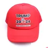 Partyhüte 12 Farben Baseballkappe 2024 US-Präsidentschaftswahl Trump Hat Take America Back Caps Einstellbare Geschwindigkeit Rebound Baumwolle Sp Dh9A7